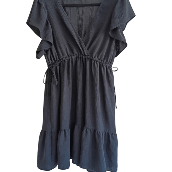 Max Studio Women's Flutter Sleeve Black Dress SZ M - Picture 5 of 6